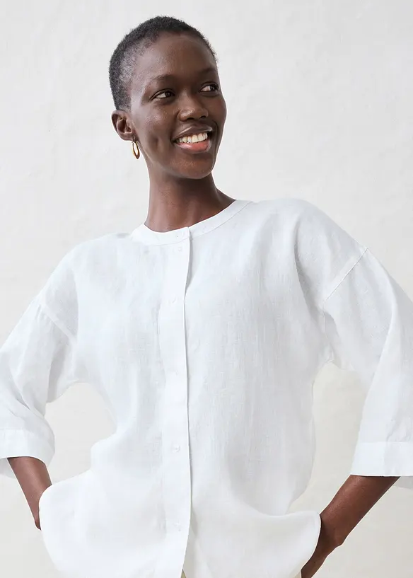 Oversized bluse i lin, bonprix