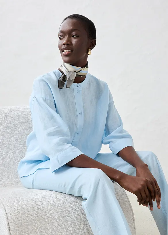 Oversized bluse i lin, bonprix
