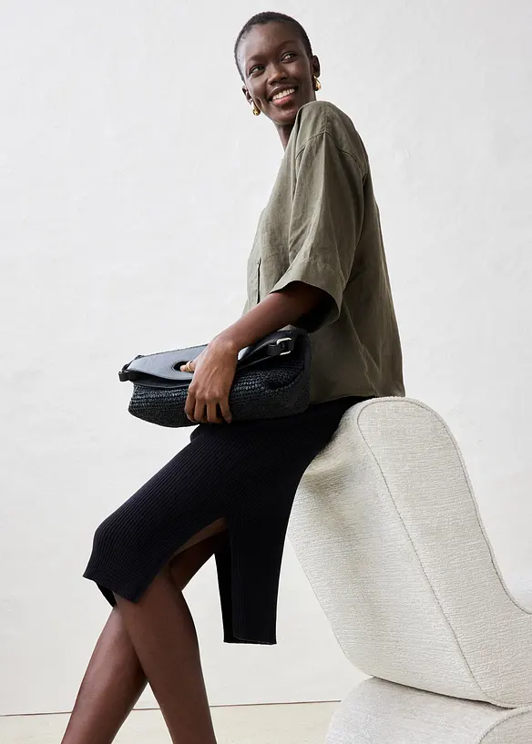Oversized bluse i lin, bonprix