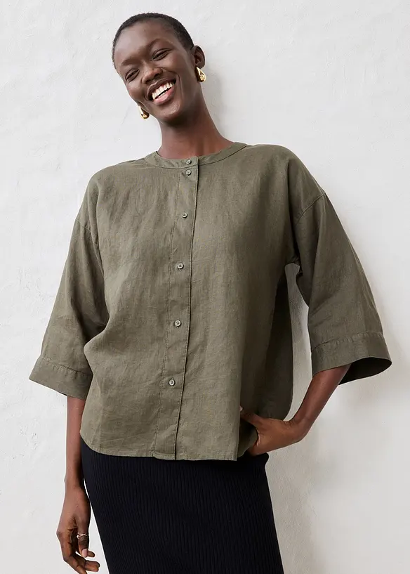 Oversized bluse i lin, bonprix