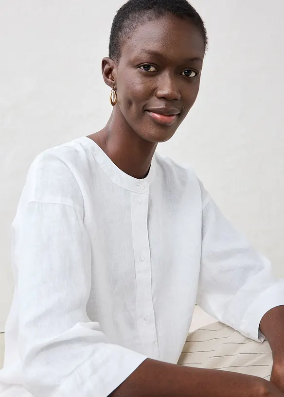 Oversized bluse i lin, bonprix