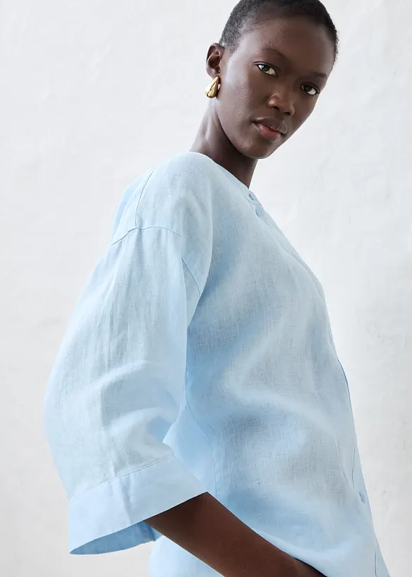 Oversized bluse i lin, bonprix
