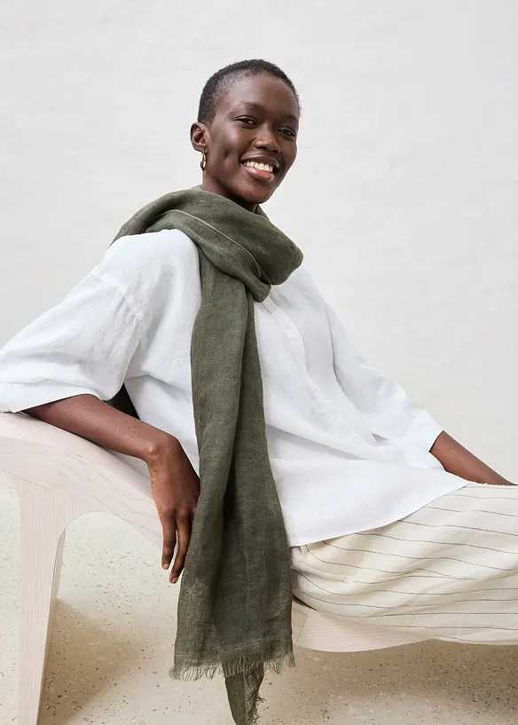 Oversized bluse i lin, bonprix