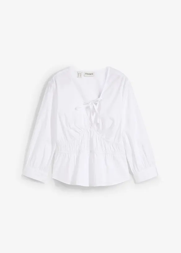Bluse med rynking og elastiske sømmer, bonprix
