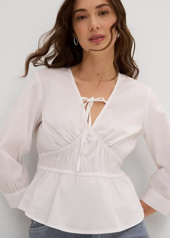 Bluse med rynking og elastiske sømmer, bonprix