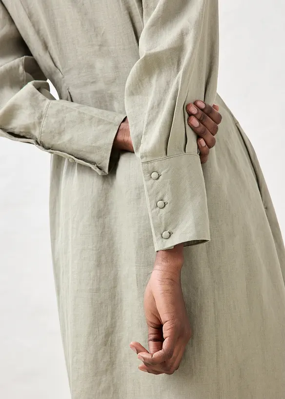 Skjortekjole i lin, bonprix