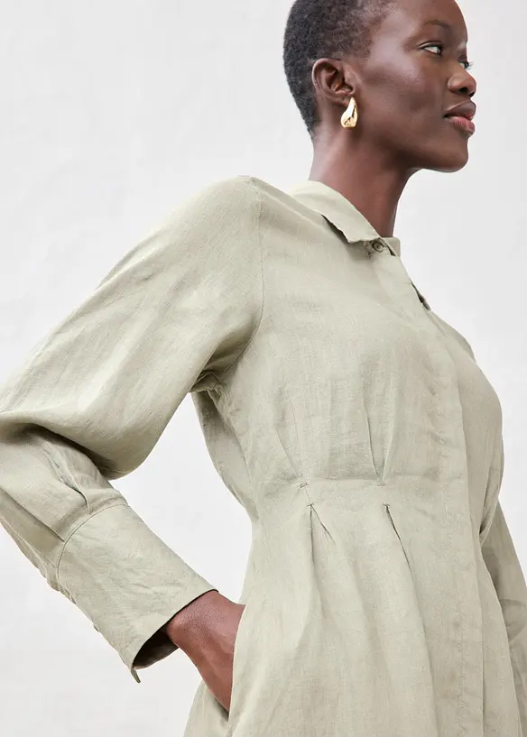 Skjortekjole i lin, bonprix