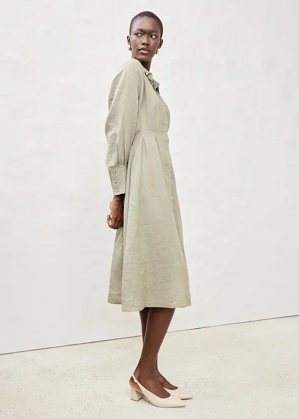 Skjortekjole i lin, bonprix