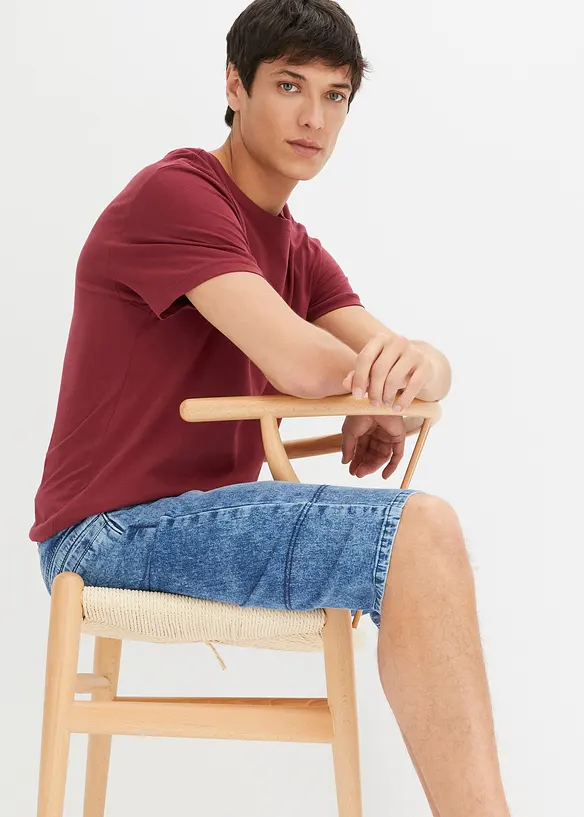 Lang bermudashorts i lett denim med stretch, Regular Fit, bonprix