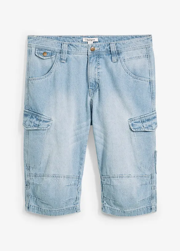 Lang cargo-bermudashorts i lett denim med stretch, Relaxed Fit, bonprix