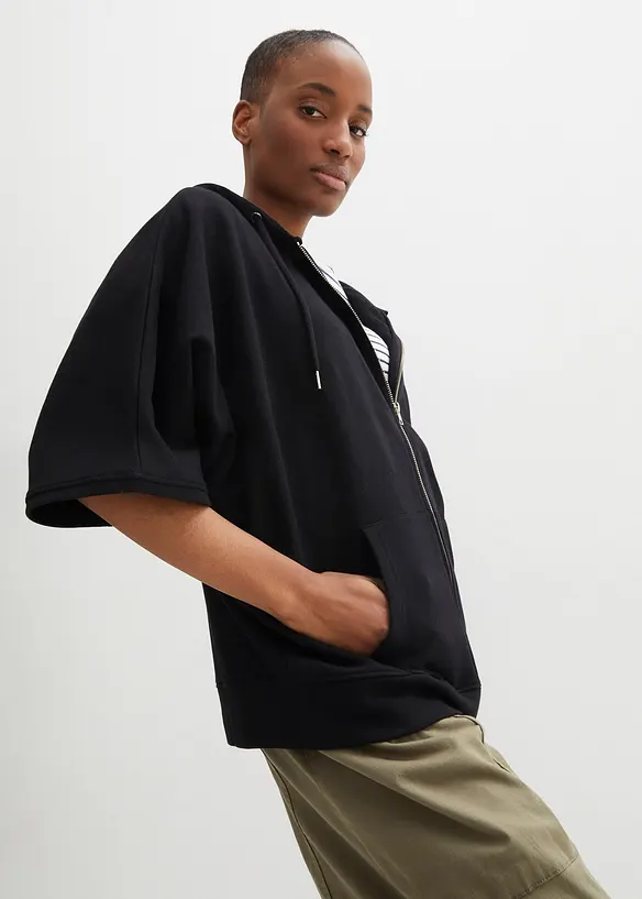 Sweatjakke-cape av b&aelig;rekraftig bomull, bonprix