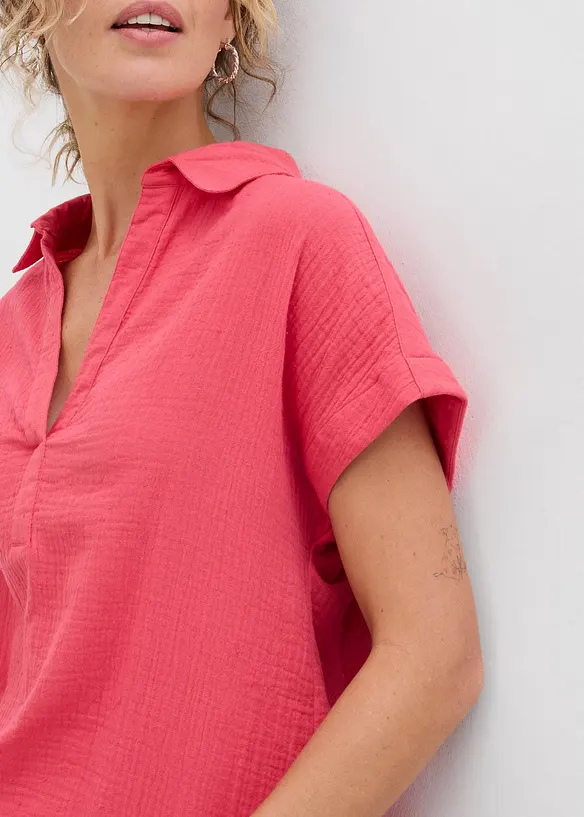 Kortermet, lett musselinbluse, bonprix