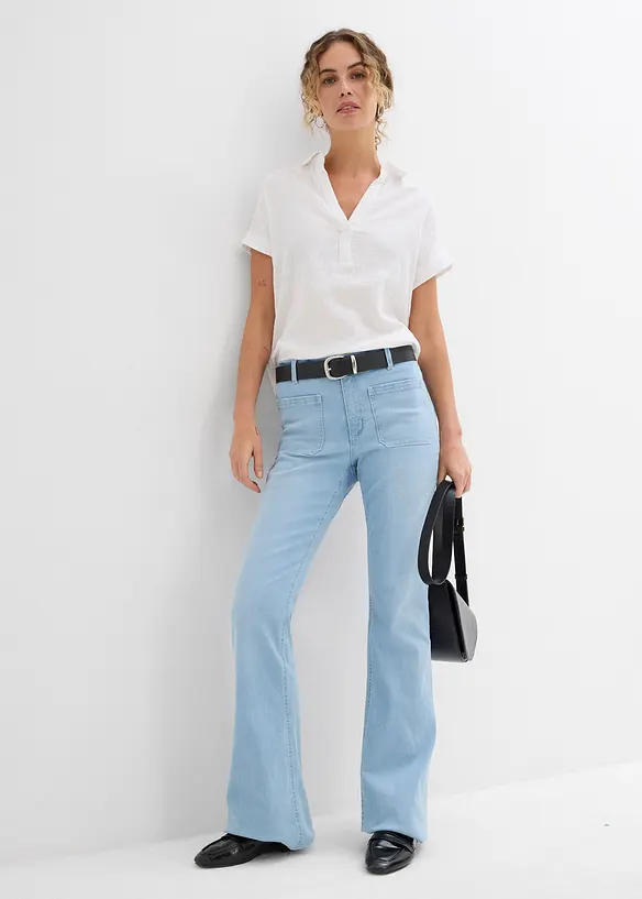 Kortermet, lett musselinbluse, bonprix