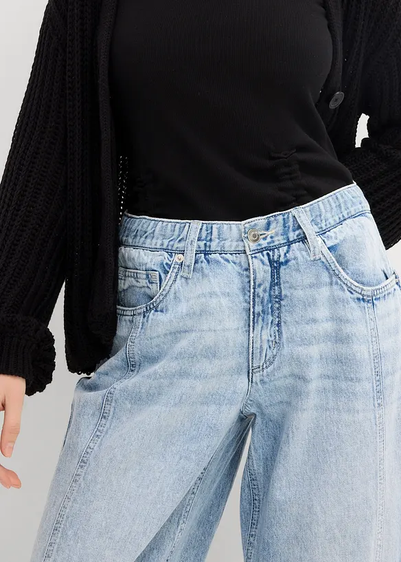Barrel-jeans Mid Waist Low Stretch, cropped, bonprix