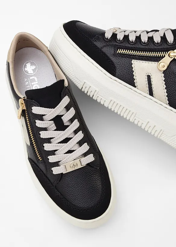 Komfort-plat&aring;sneakers i skinn fra Rieker, Rieker