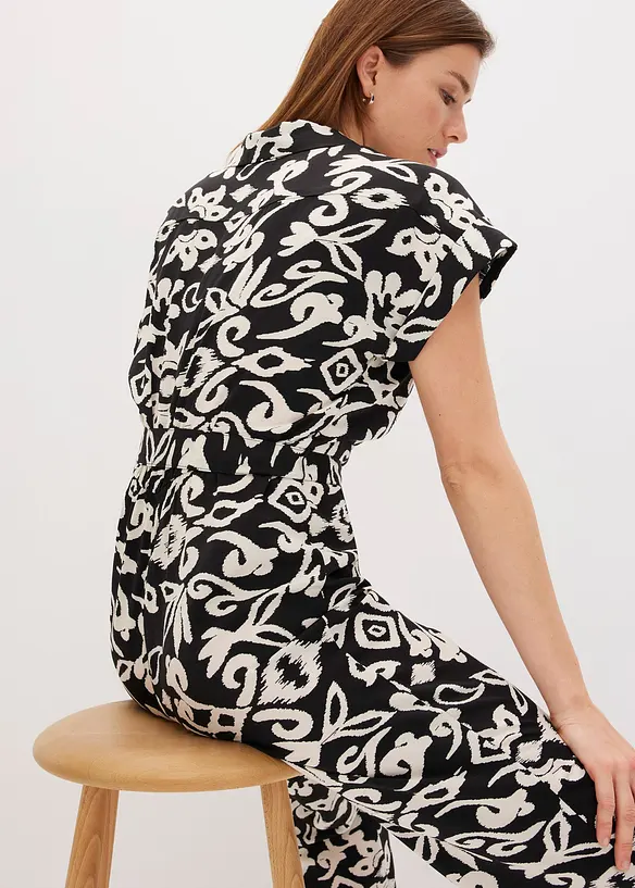 Jumpsuit i lett sateng, bonprix