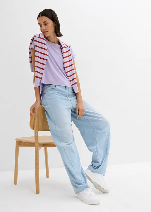 Oversized topp i lett viskose, bonprix