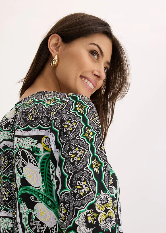 M&oslash;nstret omslagskjole i sateng, bonprix