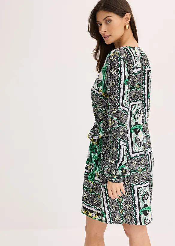 M&oslash;nstret omslagskjole i sateng, bonprix