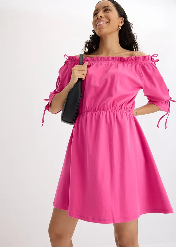 Jerseykjole med carmenutringning, bonprix