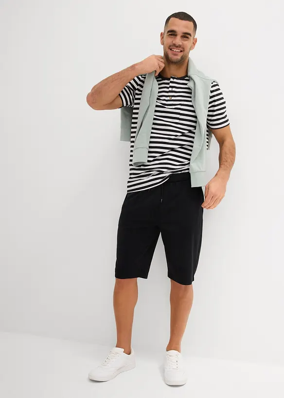 Henley T-skjorte (2-pack) i ren økologisk bomull, bonprix
