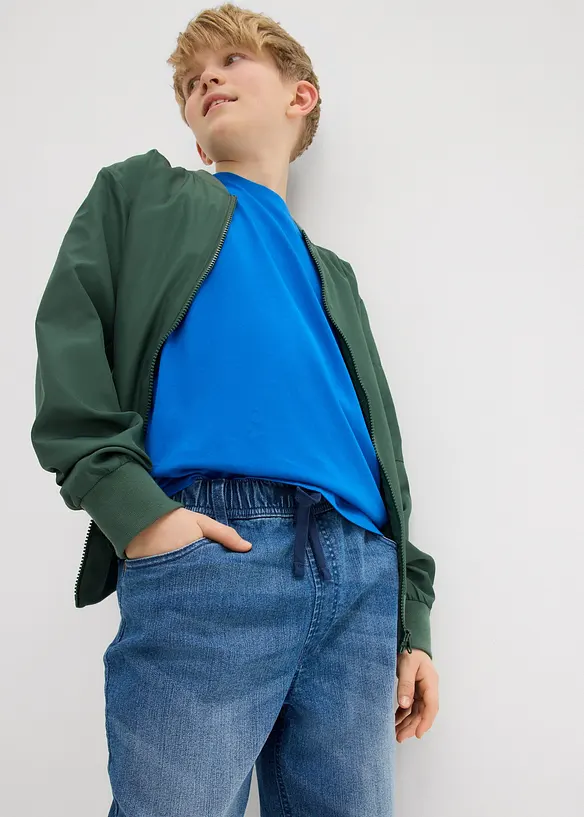 Slip on-jeansbermuda for barn, Slim Fit, bonprix