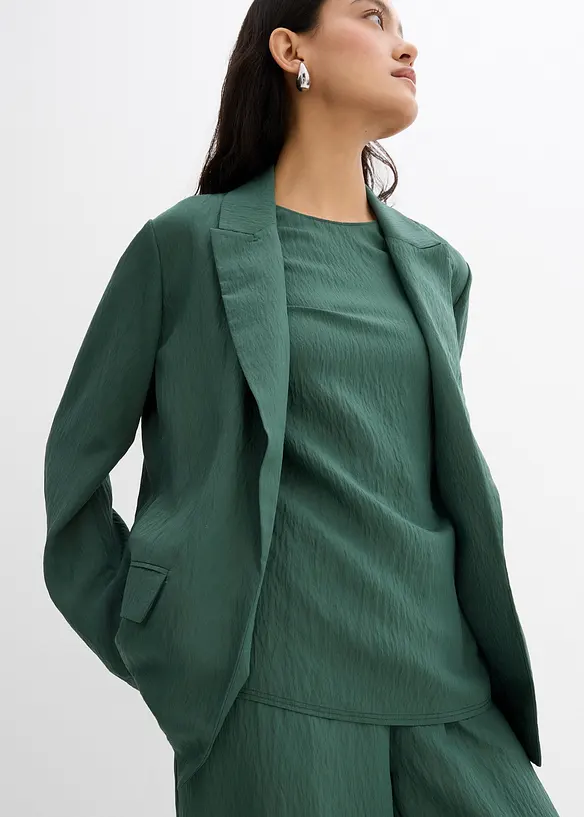Blazer i strukturert viskosemiks med rynket effekt, bonprix