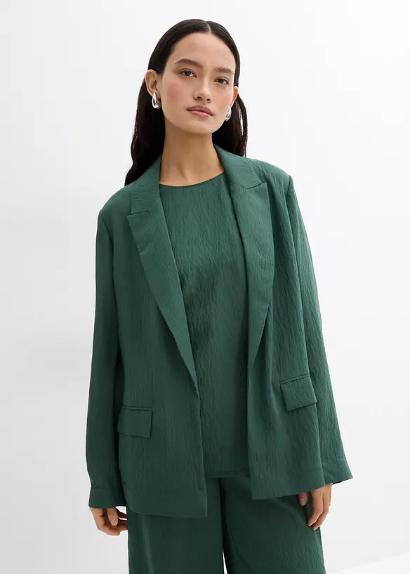 Blazer i strukturert viskosemiks med rynket effekt, bonprix