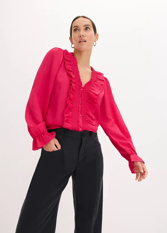 Bluse med volanger, bonprix