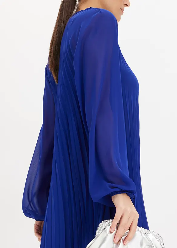 Minikjole i fin chiffon med plisséfolder, bonprix