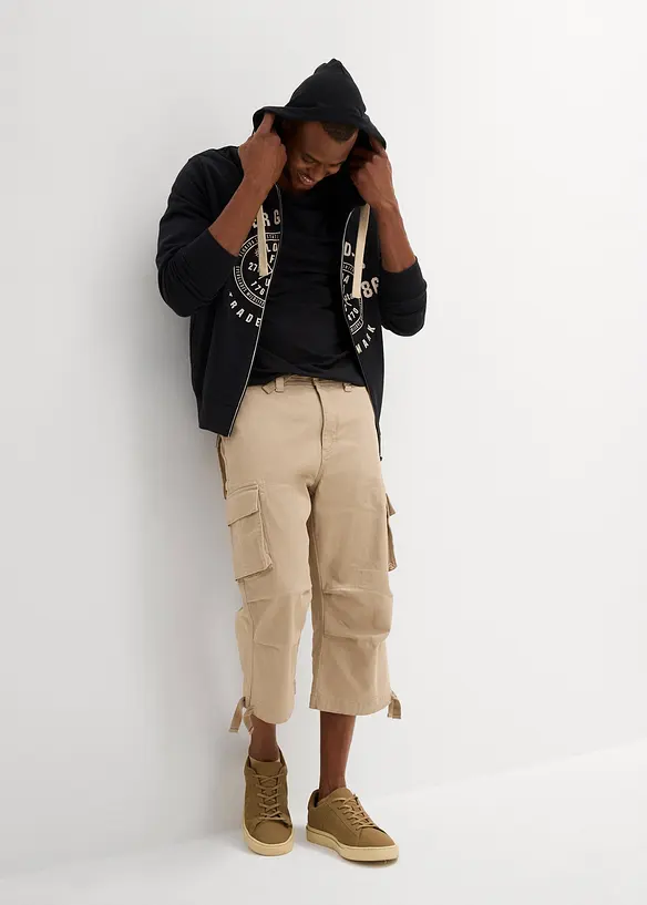 Loose Fit Stretch-3/4-cargohose, ekstra vid, bonprix