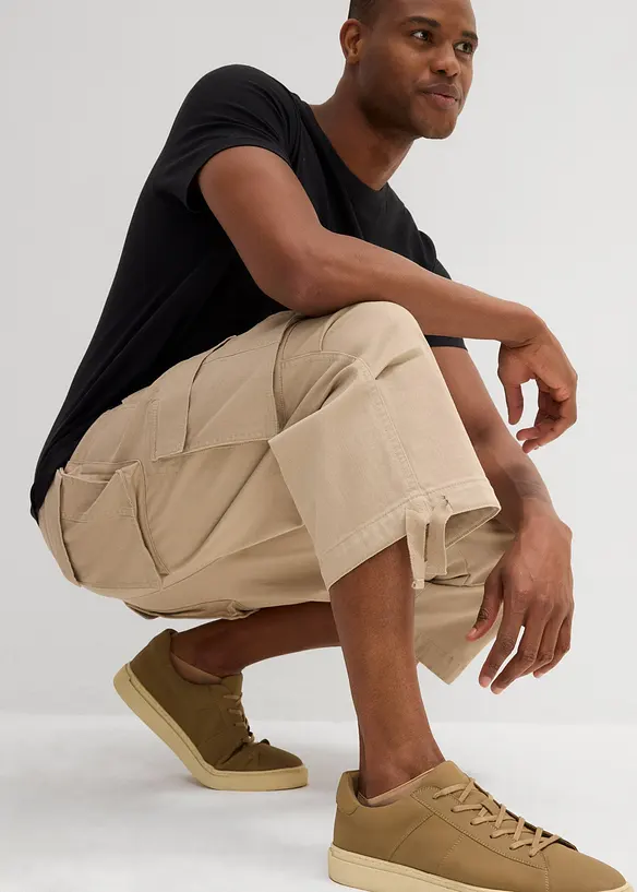 Loose Fit Stretch-3/4-cargohose, ekstra vid, bonprix