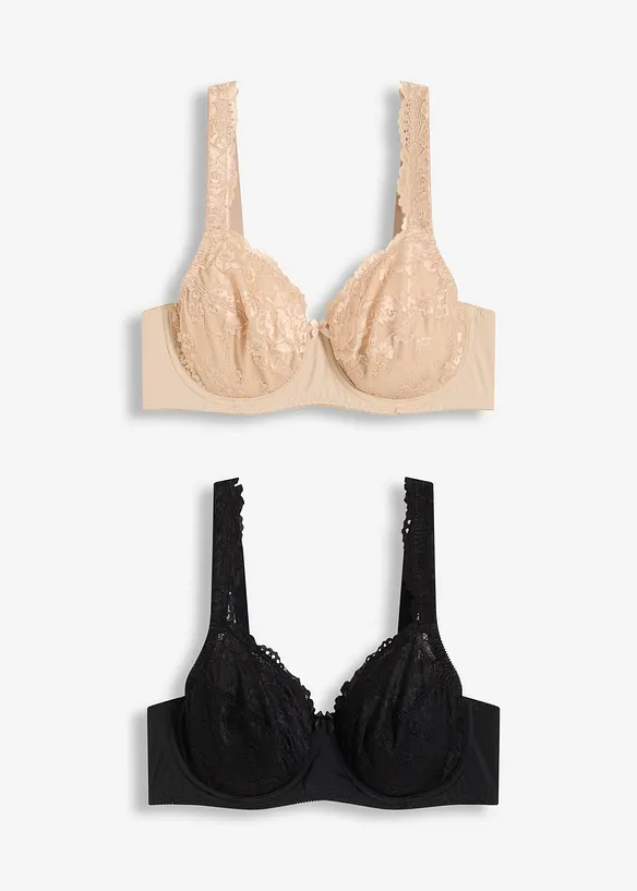 Bøyle-BH med delikate blonder (2-pack), bonprix