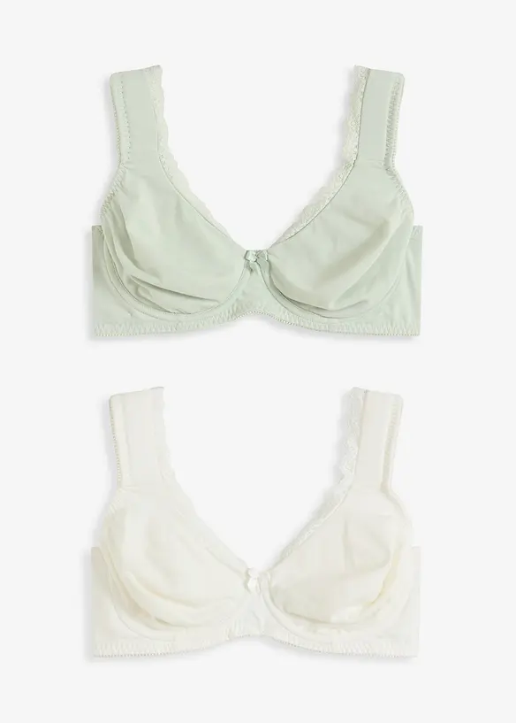T-skjorte-BH med bøyle og økologisk bomull (2-pack), bonprix