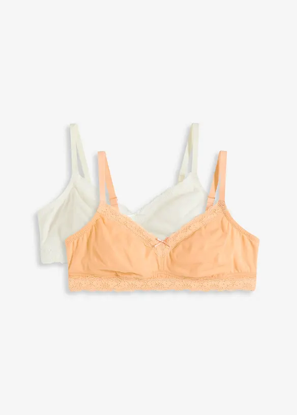 BH uten bøyle med bommull (2-pack), bonprix