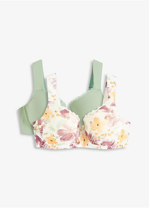 Padded-BH med bøyle i økologisk bomull (2-pack), bonprix