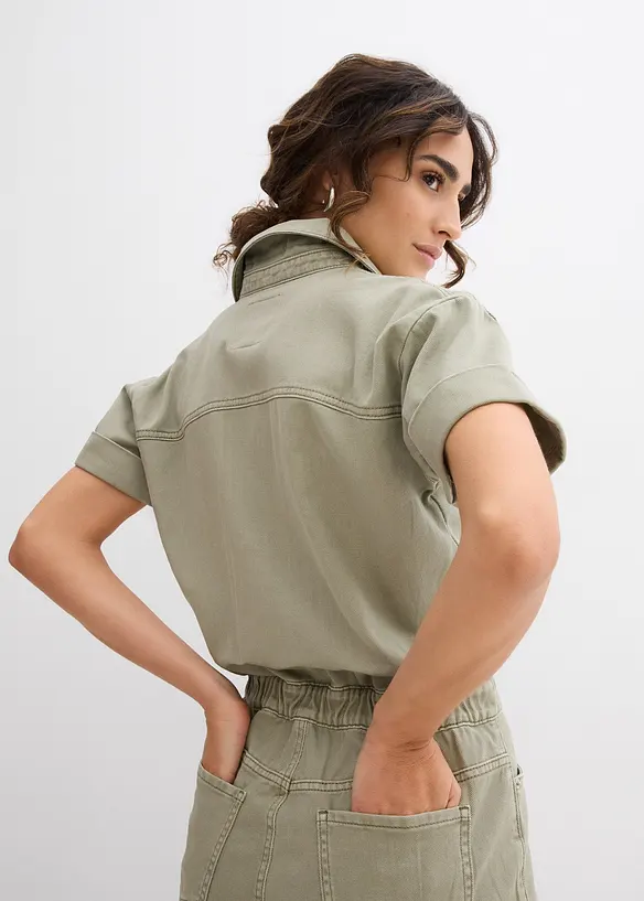 Jumpsuit i 100% bomull og kort modell, bonprix