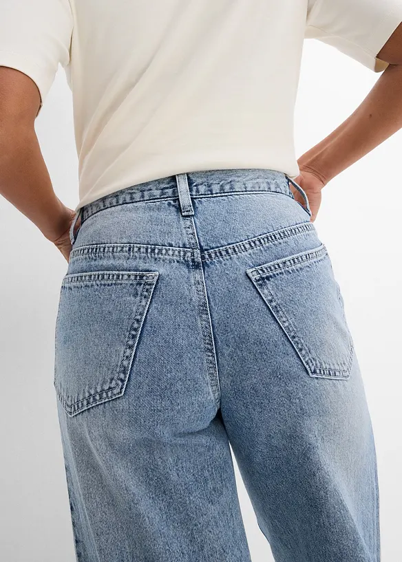 Wide Leg-jeans Mid Waist, Low Stretch, bonprix