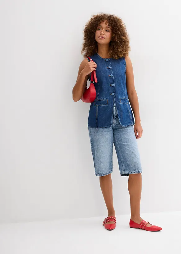 Bermudashorts i denim Mid Waist, Low Stretch, bonprix
