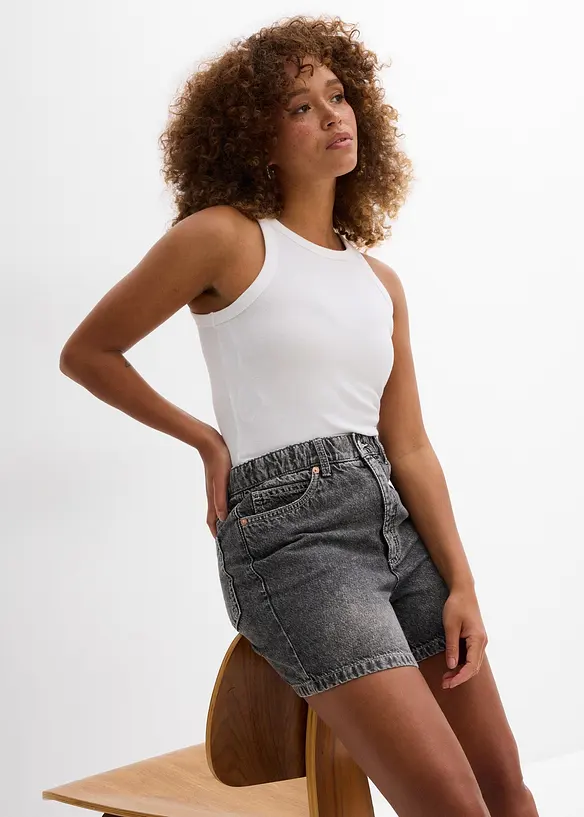 Jeansshorts High Waist, Low Stretch, bonprix