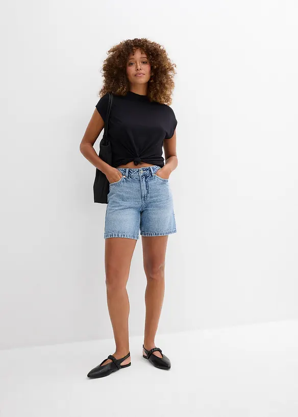 Bermudashorts i denim Mid Waist, Low Stretch, bonprix