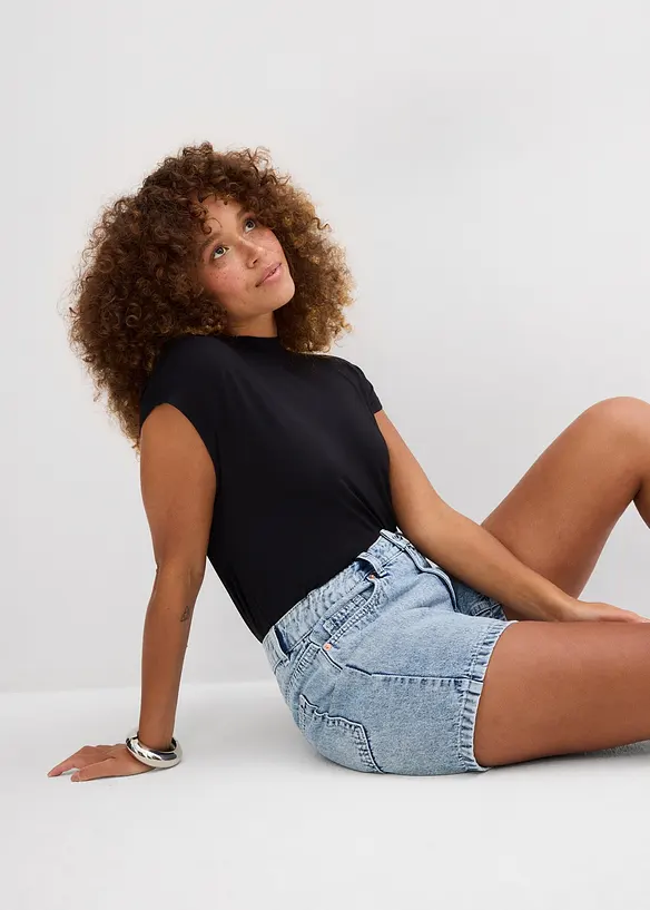 Bermudashorts i denim Mid Waist, Low Stretch, bonprix