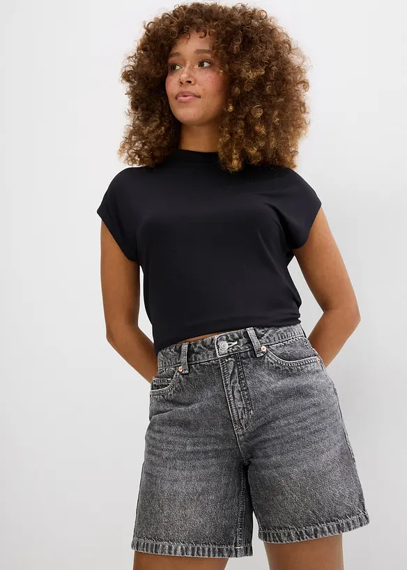 Bermudashorts i denim Mid Waist, Low Stretch, bonprix