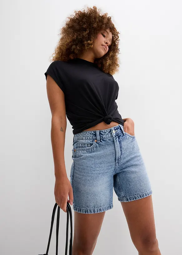 Bermudashorts i denim Mid Waist, Low Stretch, bonprix