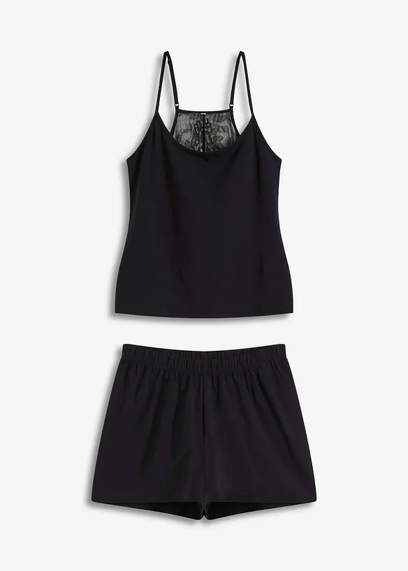 Shorty-pyjamas med blonde i ryggen, bonprix