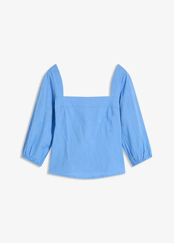 Bluse med puffermer og vaflet innfelling, bonprix