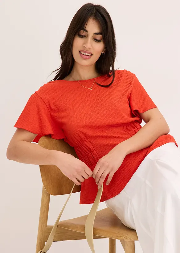 Jerseytopp med smock, bonprix