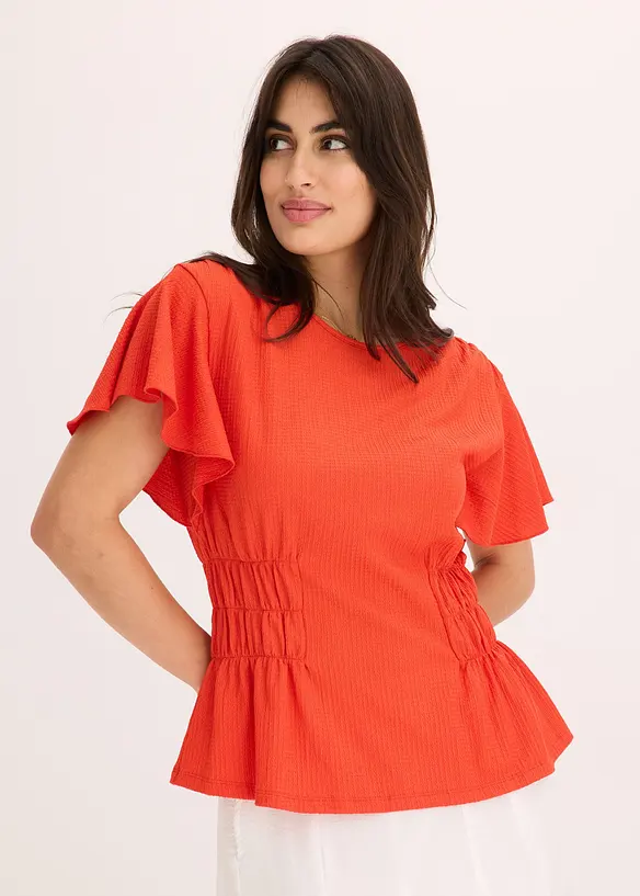 Jerseytopp med smock, bonprix
