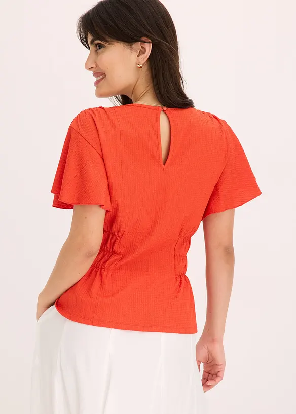 Jerseytopp med smock, bonprix