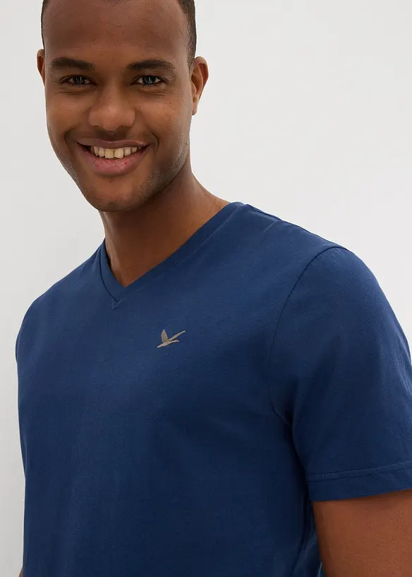 T-skjorte med V-hals (2-pack) i ren &oslash;kologisk bomull, bonprix